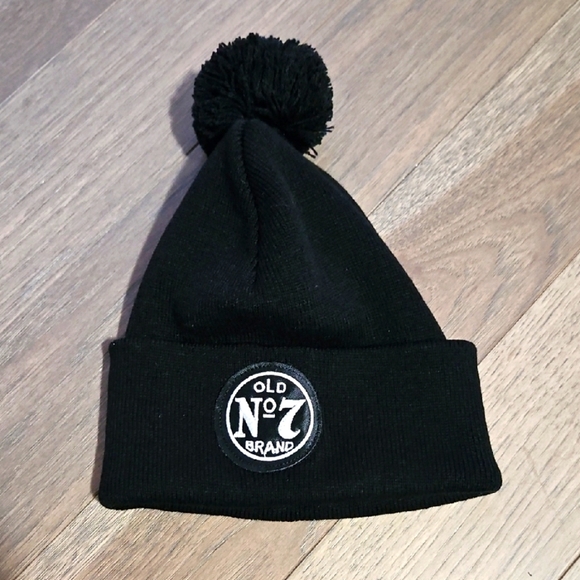 Jack Daniels Accessories - Jack Daniels Old No. 7 Black Knit Beanie with Pom-Pom